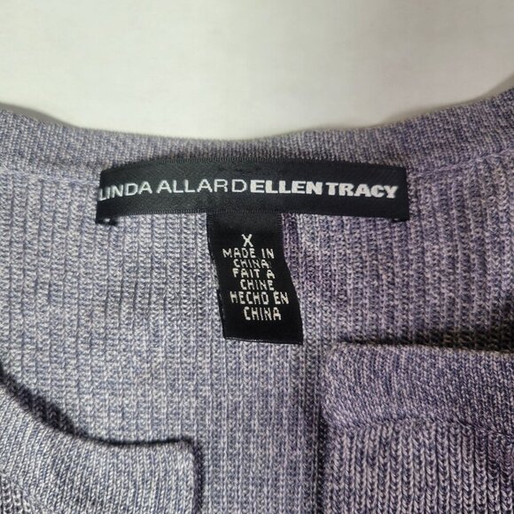 Linda Allard Ellen Tracy Womens Gray 100% Silk Cardigan Sweater Size X - Picture 3 of 6